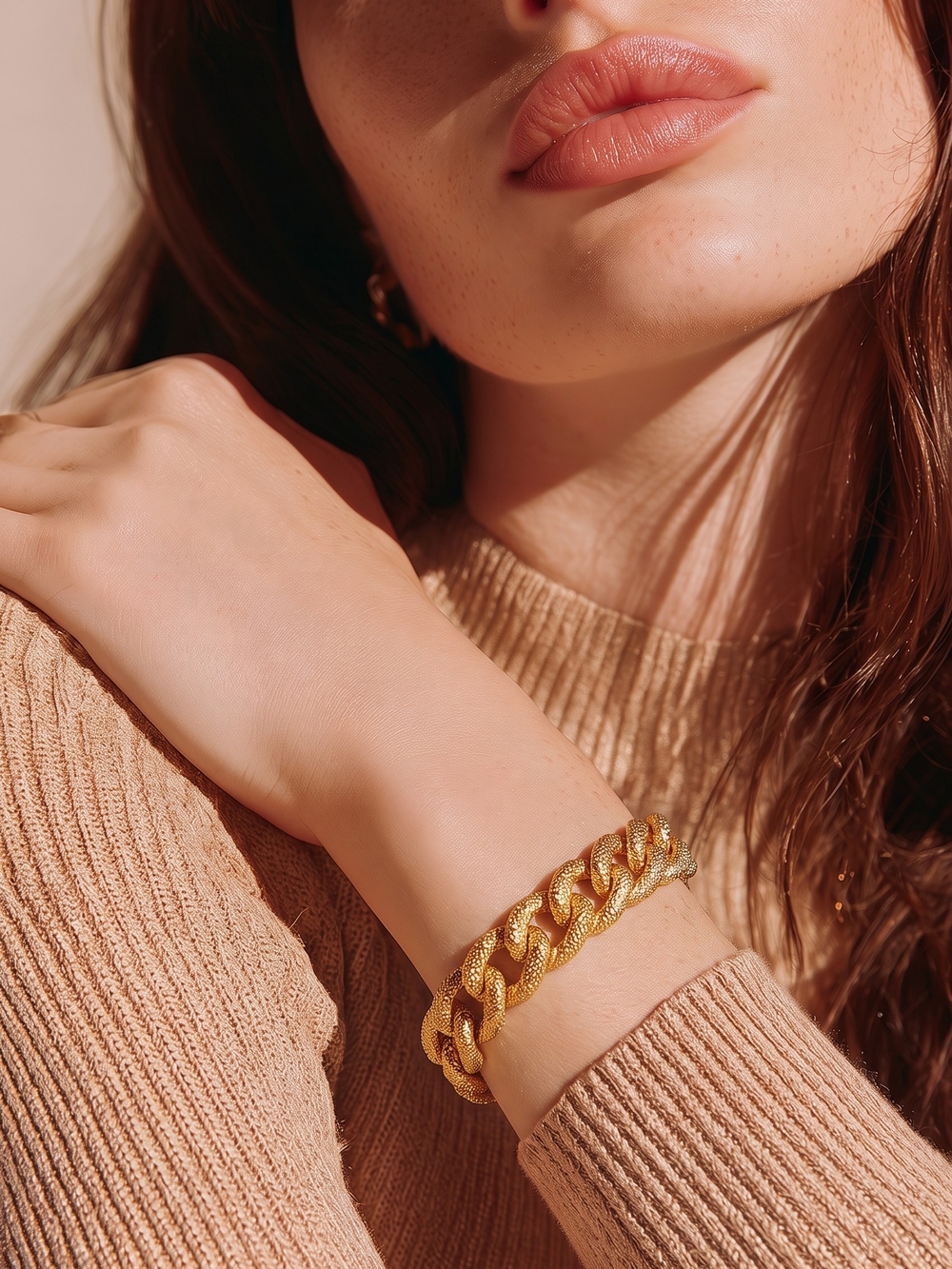 Gold Chunky Curb Chain Bracelet